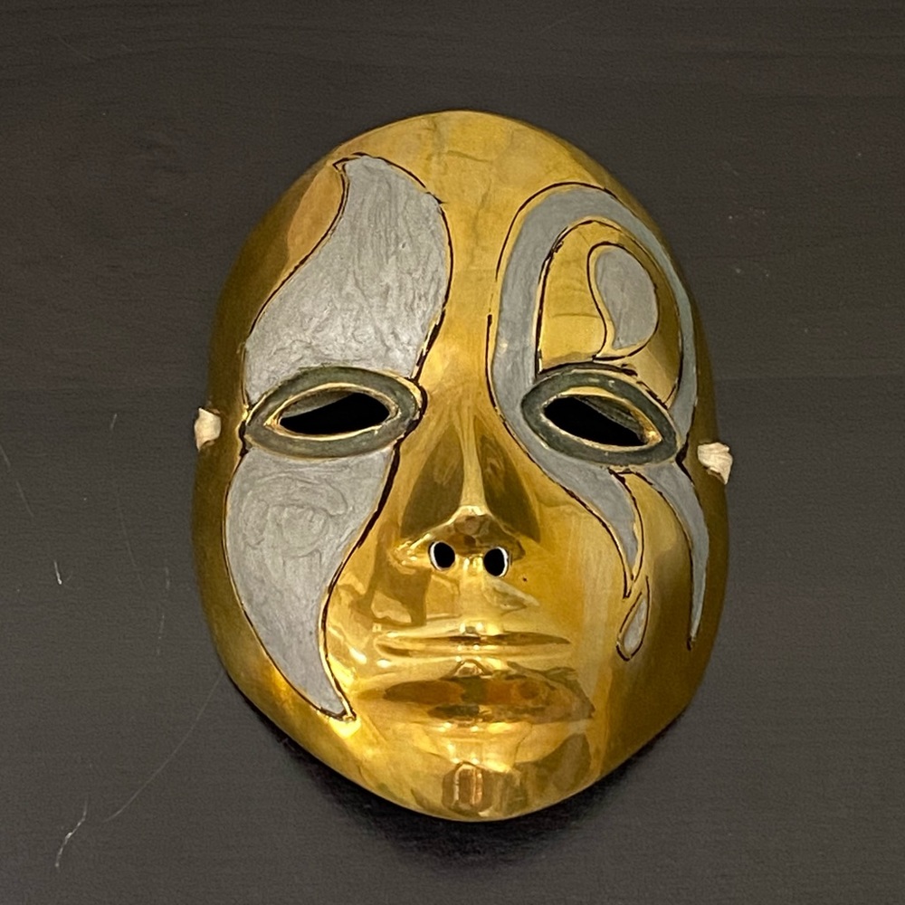 Vintage Solid Brass Decorative Mask Mardi Gras Masquerade Wall Decor